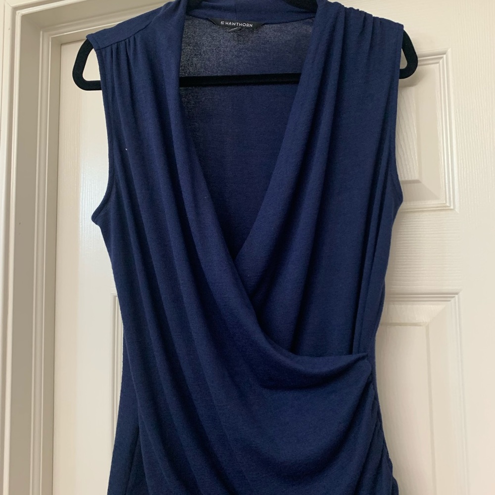 Navy Blue Cross Over Tank Top